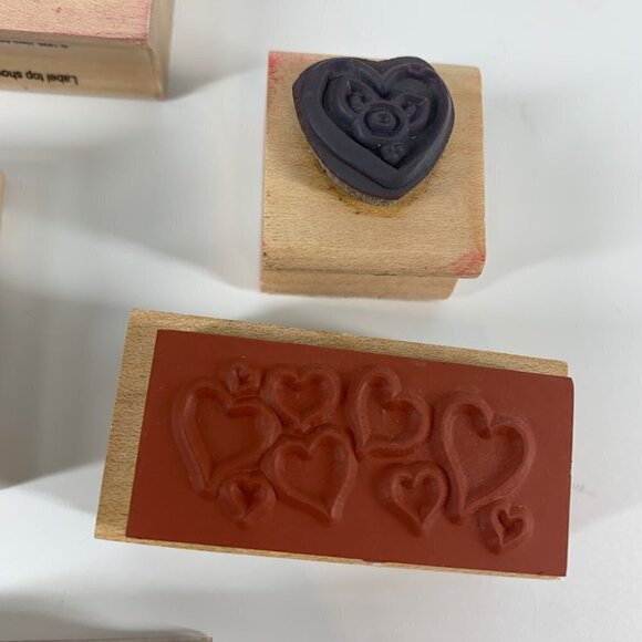 Vintage Collection of Ink Stamps hearts stars Christmas - Picture 7 of 7